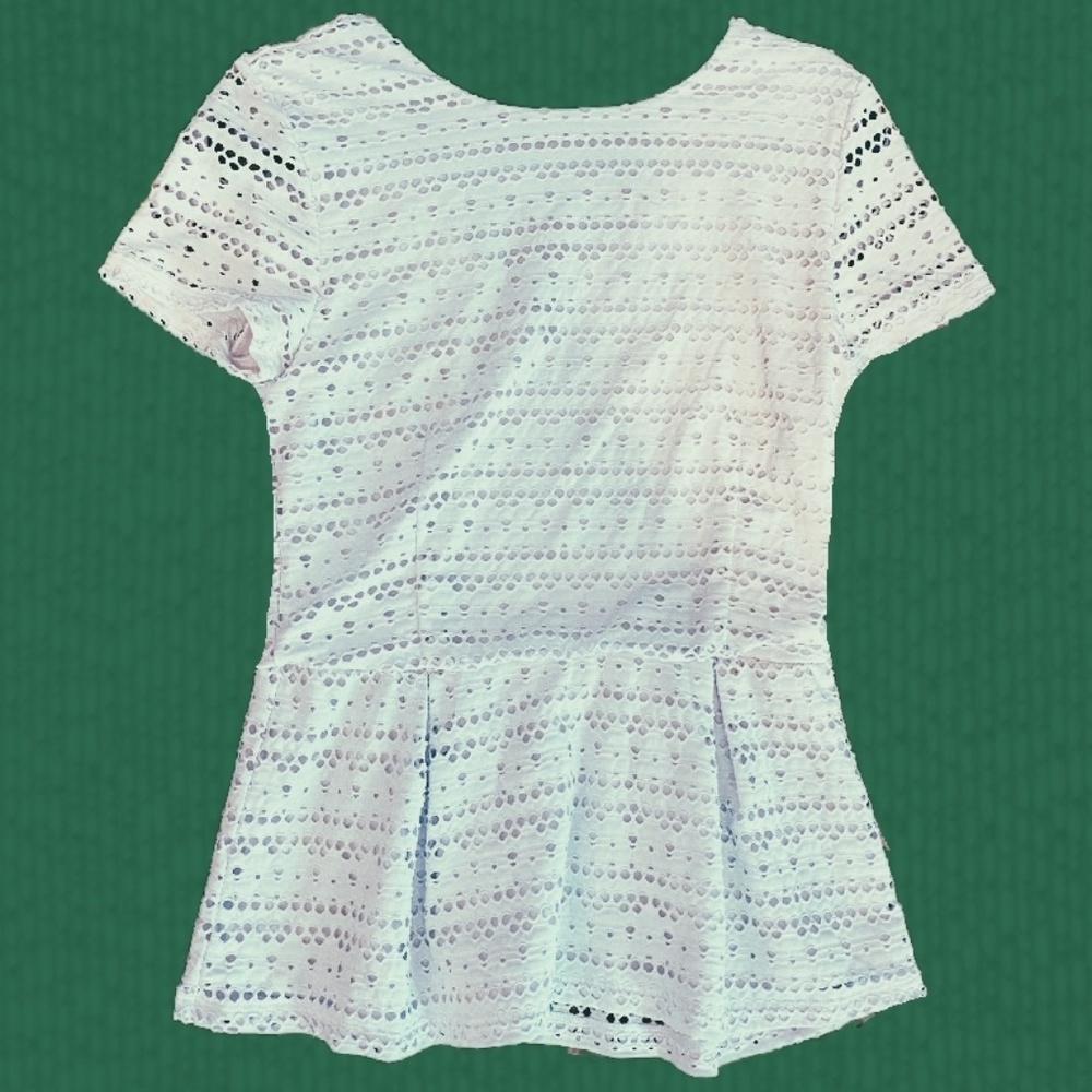 White Eyelet Peplum Top